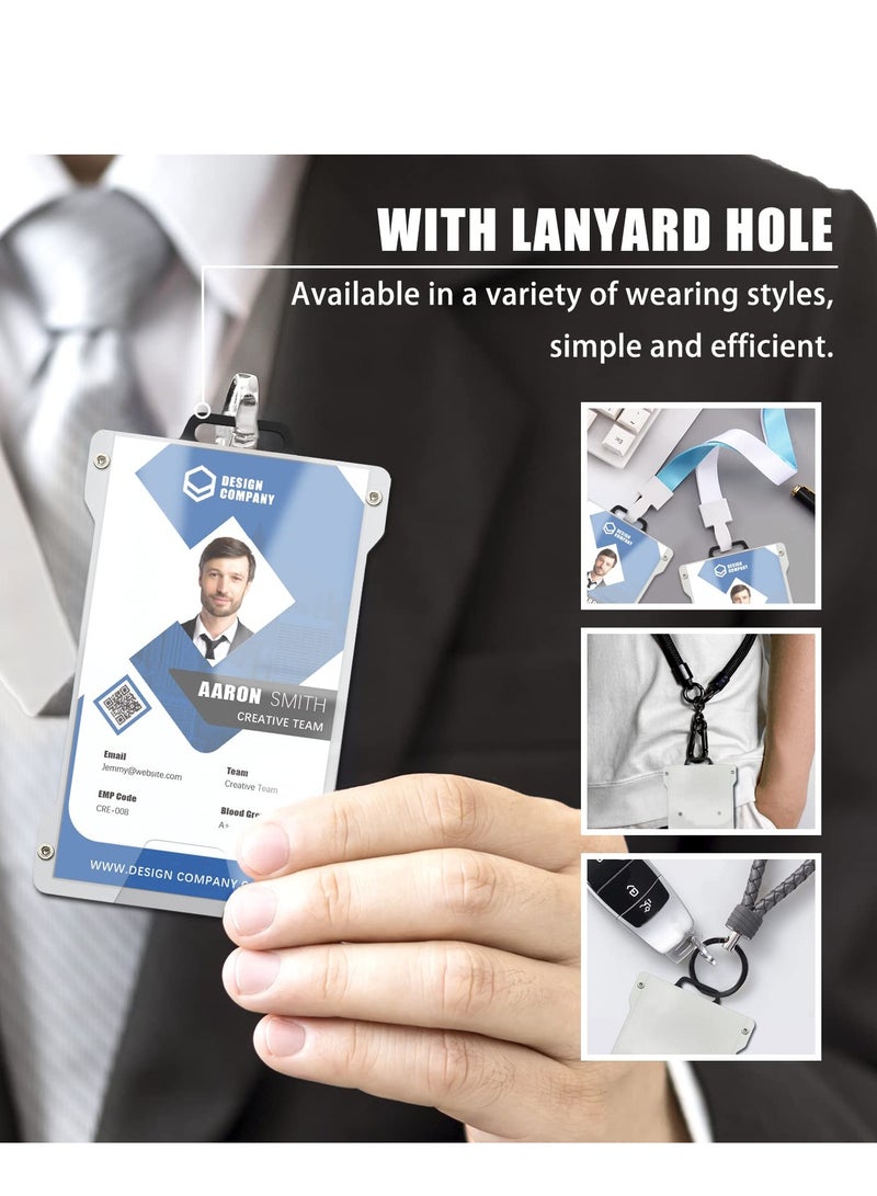 Wallet For Men Slim Aluminum Metal Money Clip with Transparent Work RFID Metal Wallet Work ID Card Holder Business Card Holder with Clear Window Badge Clip Cash Slim Minimalist Wallet (Moon Silver) - Image 4