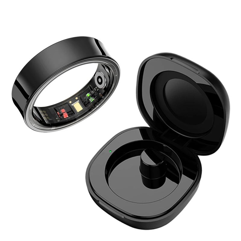 MISIRUN Smart Ring R09 Health Monitor Multi Sport Mode Skin Temperature Measurement 5ATM Waterproof Smart Ring With Charging Case, Black 9541424 - Image 1