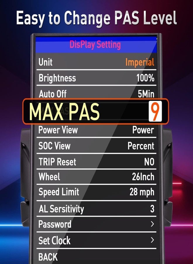 BAFANG 3.5in eBike Display DPC18 for BBS01B BBS02B BBSHD Mid Motor 0-9 Pedal Assist Levels eBike Computer Display with Automatic Backlight UART Protocol - Image 3