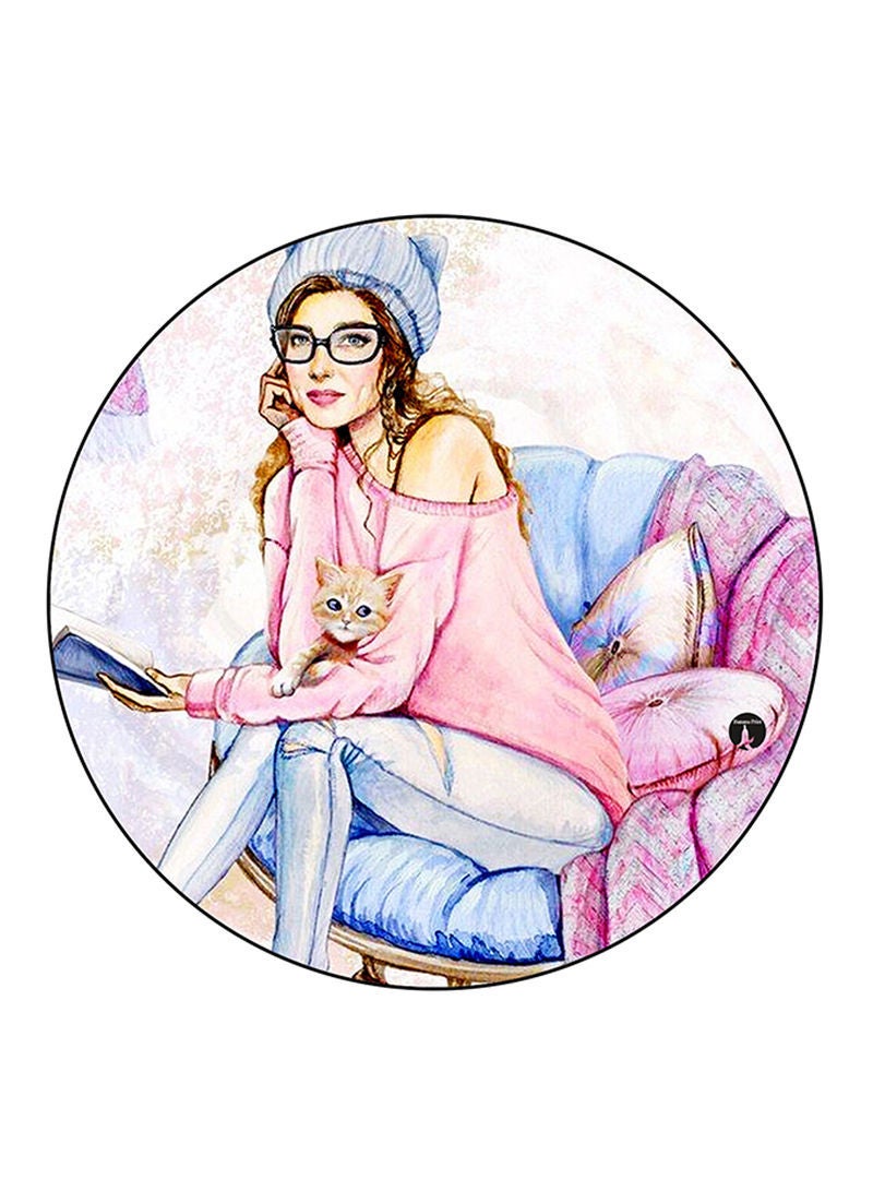 Girl Printed Mouse Pad Round  Multicolour