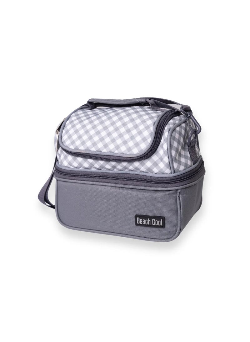 بيتش كول حقيبة غداء حرارية بسعة 7 لتر مع جيب مزدوج بلون رمادي فاتح - Image 1