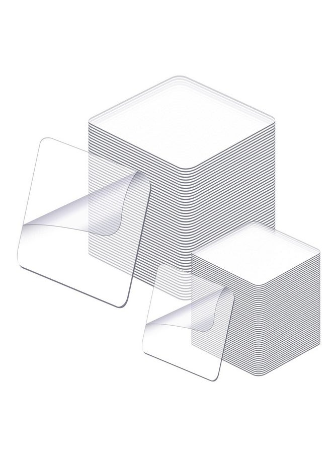 Prudiut 60 Pcs Double Sided Tape Clear Mounting Squares Sticky Tack For Wall Hanging Waterproof Removable Sticky Pads For Fixing Carpet Tape (1.38In +2.36In)  - Image 1