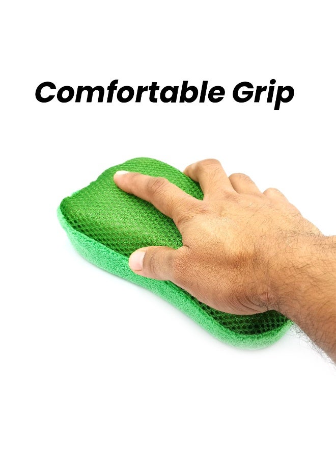 FAJ Microfiber Car Wash Sponge with Mesh Scrubber Layer Dual-Side Soft Cleaning Sponge for Car Wash, Bike, Kitchen, Office High Absorbent, Scratch-Free Cleaning Pad Size 20 × 10 cm - 8OOG821 - Image 5