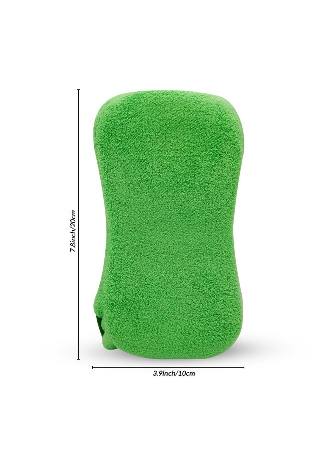 FAJ Microfiber Car Wash Sponge with Mesh Scrubber Layer Dual-Side Soft Cleaning Sponge for Car Wash, Bike, Kitchen, Office High Absorbent, Scratch-Free Cleaning Pad Size 20 × 10 cm - 8OOG821 - Image 2