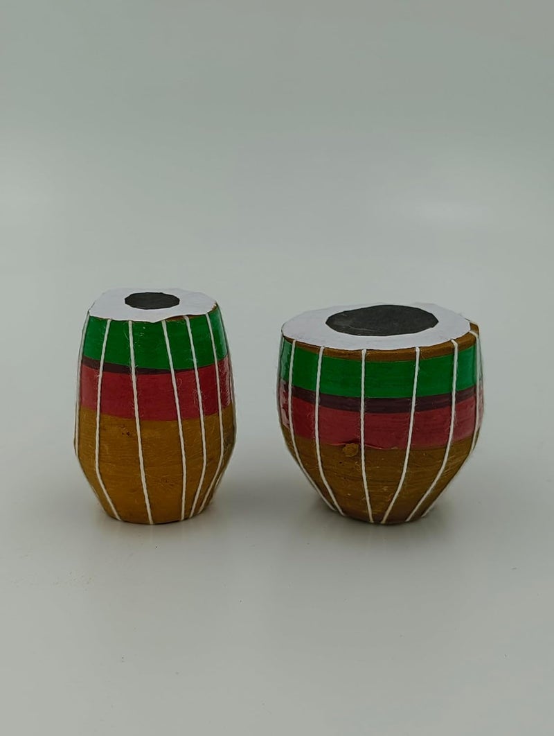 FernHaus FernHaus Handcrafted Terracotta Clay Musical Instrument Showpiece Set 1 Tabla Set 1 Ektara 1 Dhol 3 ColoursSuitable For TV Unit Showcases Corner Shelves and Gifting  - Image 4