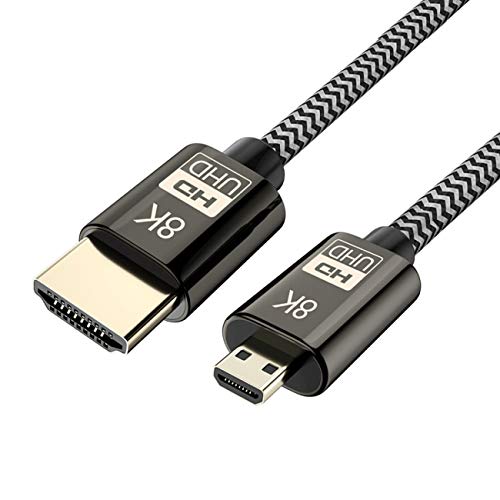 Cablecc Micro HDMI to HDMI 2.1 Ultra-HD UHD 8K 60hz 4K 120hz Cable 48Gbs HDMI Cord for Camera Tablet 1.5M - Image 1