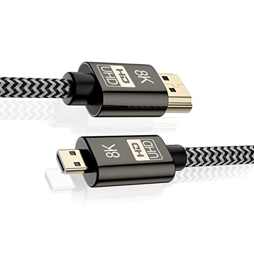 Cablecc Micro HDMI to HDMI 2.1 Ultra-HD UHD 8K 60hz 4K 120hz Cable 48Gbs HDMI Cord for Camera Tablet 1.5M - Image 3