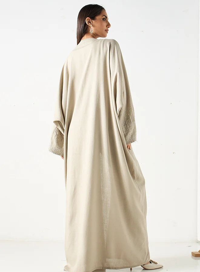 Hadiyath Al Madinah Pearl-Embellished Bisht Abaya - HM