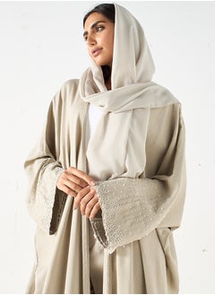Hadiyath Al Madinah Pearl-Embellished Bisht Abaya - HM  - Image 2