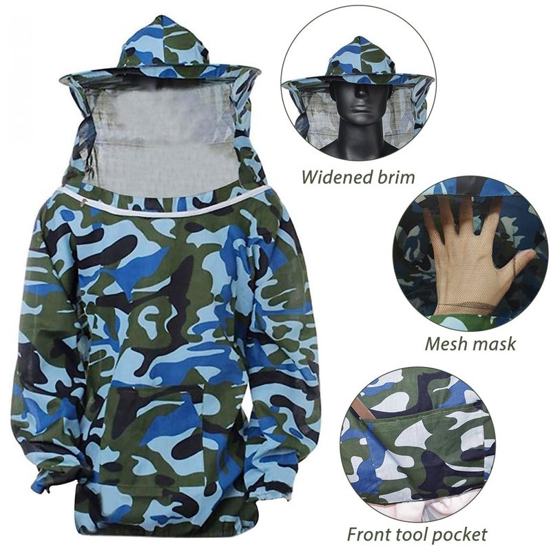HASTHIP ® Bee Suit with Detachable Veil Hat, Camouflage Beekeeping Top, Protective Equipment, Elastic Cuff & Elastic Hem Closure - Image 3