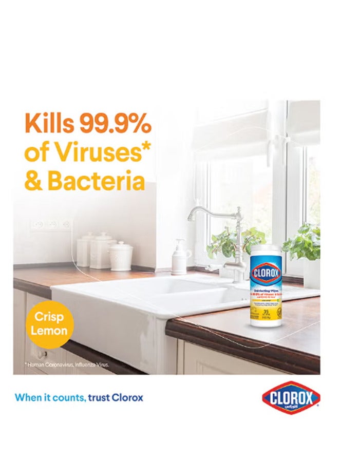 Clorox Disinfecting Wipes Crisp Leemon 35 Wet Wipes 219g - Image 2