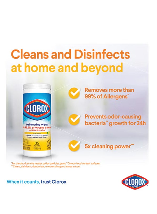 Clorox Disinfecting Wipes Crisp Leemon 35 Wet Wipes 219g - Image 3
