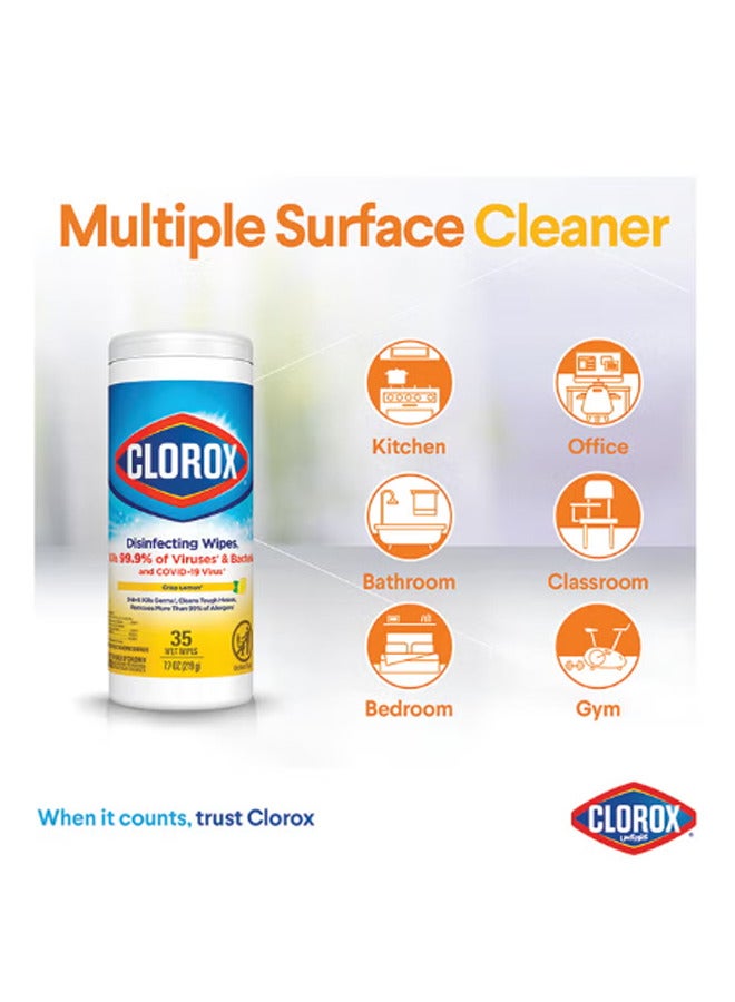 Clorox Disinfecting Wipes Crisp Leemon 35 Wet Wipes 219g - Image 4