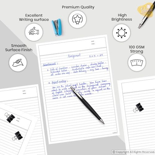 Lakeer A4 Ruled Paper White Color -100 GSM, Pack of 100 | for Project, Assignment, Practical, Homework and Etc. - Image 5