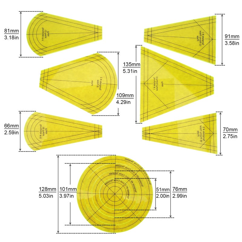 Smgda Acrylic Quilting Template Ruler, Design Plate, Patchwork Templates for Sewing Machine Domestic Templates DIY Quilting Ruler Quilting for Clothing Craft Quilting Design (10pcs/Set Patchwork Ruler) - Image 2