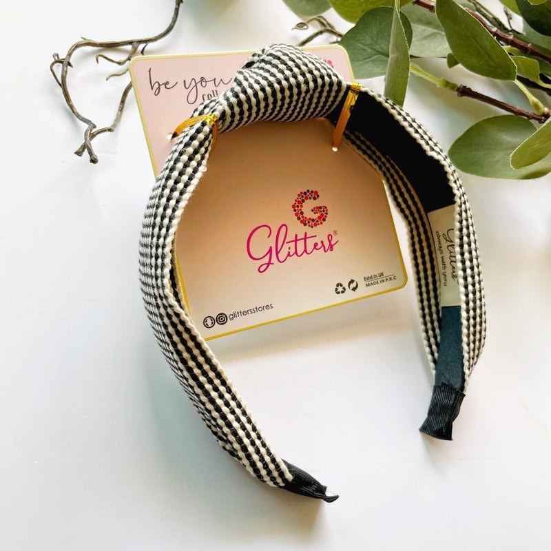 GLITTERS® Trendy and Stylish Check Line Knot Hairband for Kids and Girls - Image 4