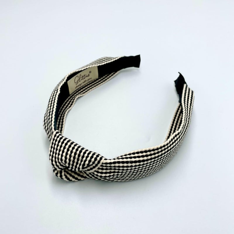 GLITTERS® Trendy and Stylish Check Line Knot Hairband for Kids and Girls - Image 1