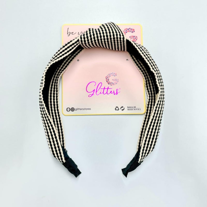 GLITTERS® Trendy and Stylish Check Line Knot Hairband for Kids and Girls - Image 3