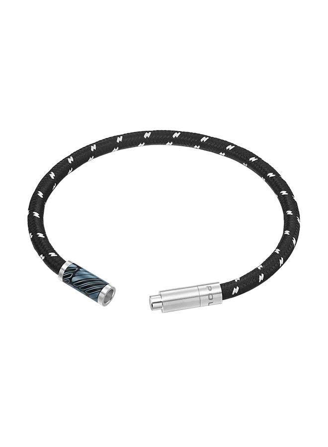 بوليس Plaint Black Woven Cord With Stainless Steel Black Motif Gents BraceletPEAGB0033201
