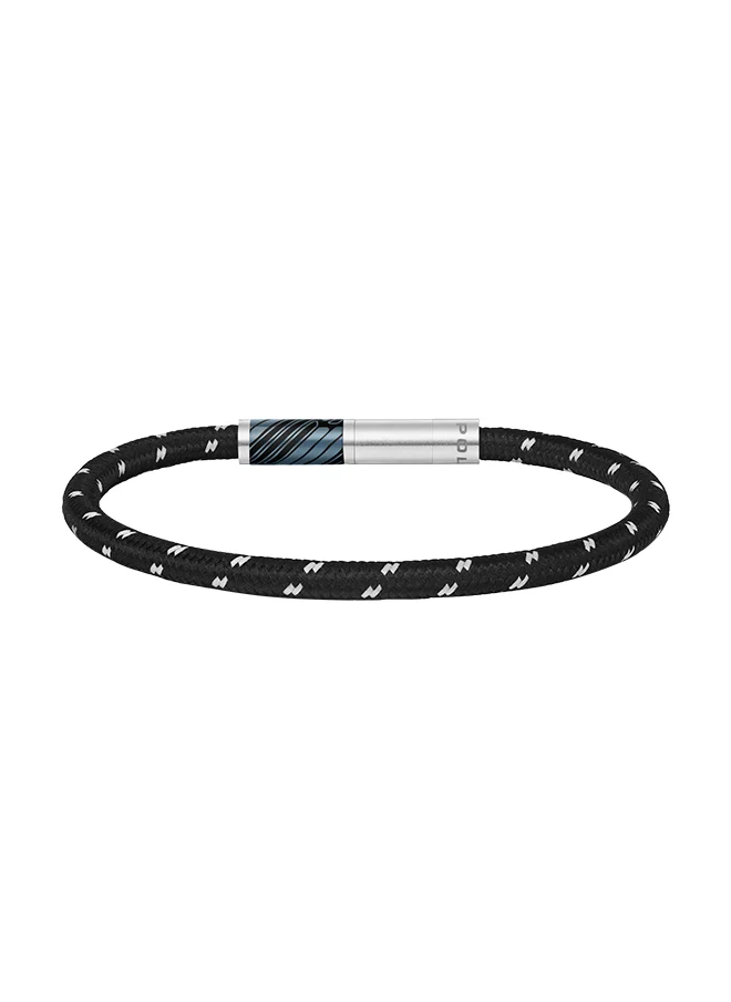 بوليس Police Plaint Black Woven Cord With Stainless Steel Black Motif Gents Bracelet - PEAGB0033201