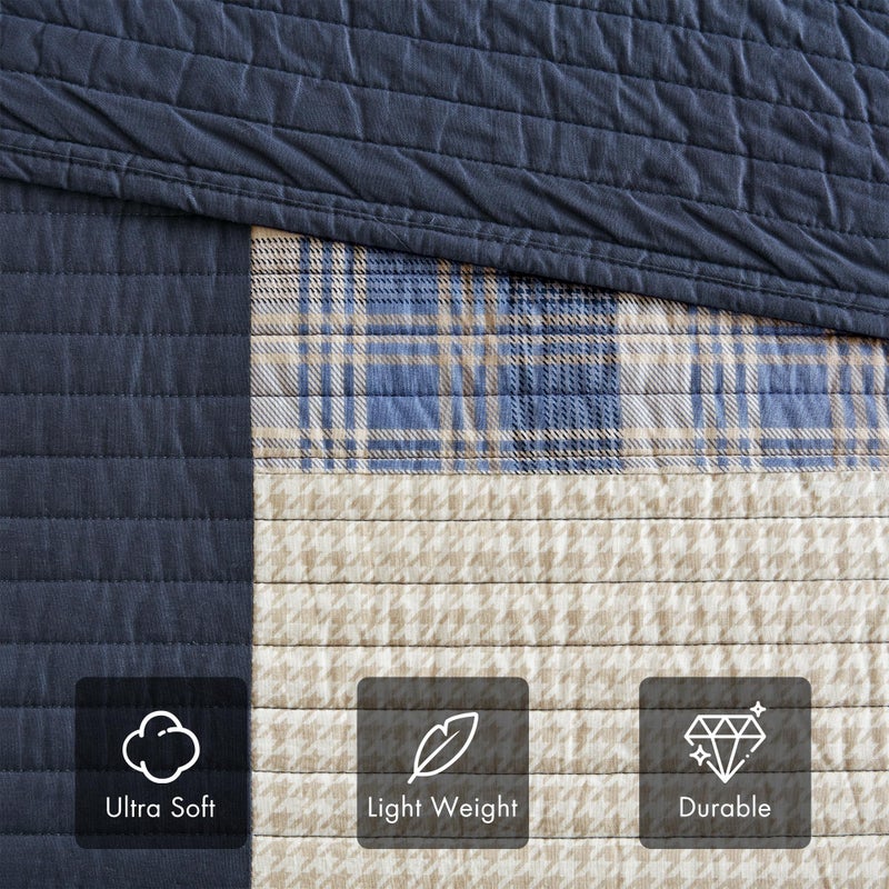 Woolrich John Rich & Bros. Woolrich Reversible 100% Cotton Throw Cabin Lifestyle Plaid Design - All Season, Breathable, Lightweight, Luxe Double Sided Quilting for Bed, Couch, and Sofa Winter Hills, Tan 50"x70" - Image 4