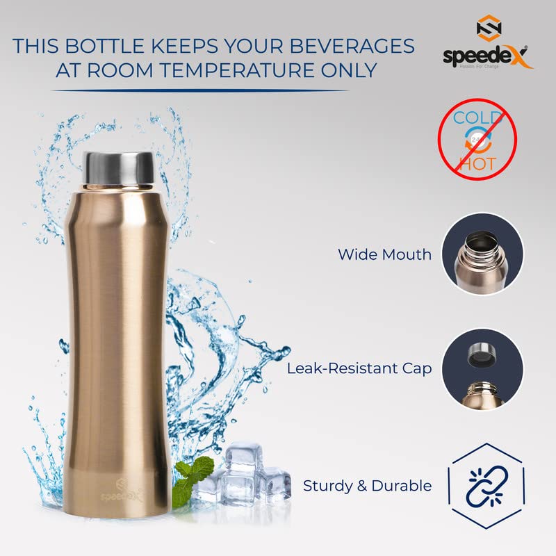 Speedex Stainless Steel Gold Water Bottle 1 Litre with Steel Cap – Leak-Proof, Durable, Lightweight | Ideal for Kids, Adults, Office, School, Travel | Pack of 3, Set of 3, Combo of 3 (1000ml Each) - Image 5