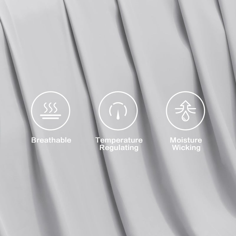 Andency وملاءات الحجم الرمادية ذات اللون الرمادي الرمادي الفاتح ، تم تعيينها 100 ٪ فيسكوز المستمدة من صفائح King Bamboo Cooling Compition تصل إلى 16 "صفائح سرير ناعمة حريرية في فندق صفائح الفراش الفاخرة ذات التنفس - Image 5