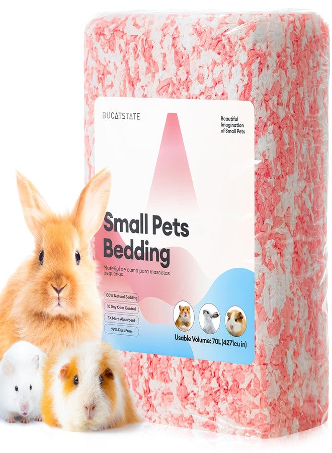 BUCATSTATE Hamster Bedding 70L, 99% Dust-Free Guinea Pig Bedding Odor Control Paper Bedding, Cozy Small Animal Bedding for Rabbit Rat Syrian Dwarf Hamsters Gerbils (Pink) - Image 1