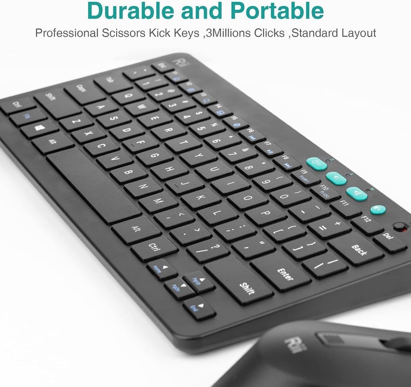 RII Compact Wireless Keyboard Mouse Combo for Windows/Linux/iOS, PC/Laptop/Smart TV, Multimedia with Adjustable Height, Silent French AZERTY 2.4 GHz USB Receiver (RKM709 US) - Image 4