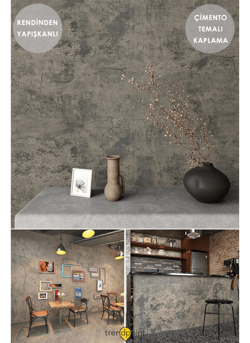 Trendpoint ورق جدران يغطي طاولة خزائن المطبخ بنمط إسمنت رمادي ذات لصق ذاتي 60CM×100CM  - Image 2