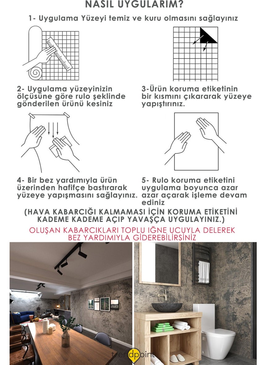 Trendpoint ورق جدران يغطي طاولة خزائن المطبخ بنمط إسمنت رمادي ذات لصق ذاتي 60CM×100CM  - Image 5