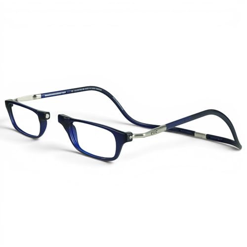 Clic Magnetic Reading Glasses Adjustable Neck Hanging Readers Secure Fit with Rigid Headband Original Expandable MXL Dark Matte Blue 250 - Image 1