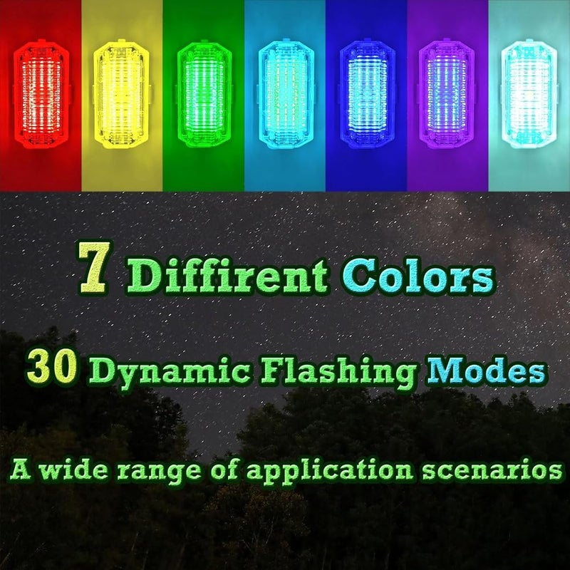 TERRIFI Wireless Rechargeable Strobe LED Lights 2 Pack with 600mAh Battery, RGB Emergency Warning Lamps for Car, Motorcycle, Bicycle & Outdoor Use, 7 Colors, Multiple Flash Modes, USB Powered - Image 1