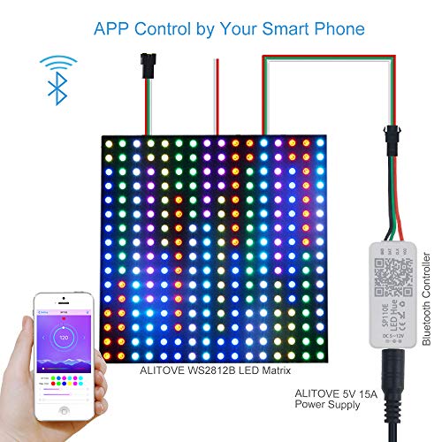 ALITOVE WS2812B WS2811 Addressable LED Bluetooth Controller iOS Android App Wireless Remote Control DC 5V~12V for SK6812 SK6812-RGBW WS2812 SM16703 Dream Color Programmable RGB LED Strip Pixel - Image 2