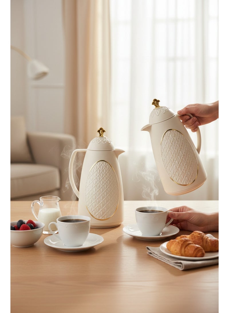 HOMEVEO 1 liter tea or coffee thermos set keeps drinks hot for a long time - Image 2