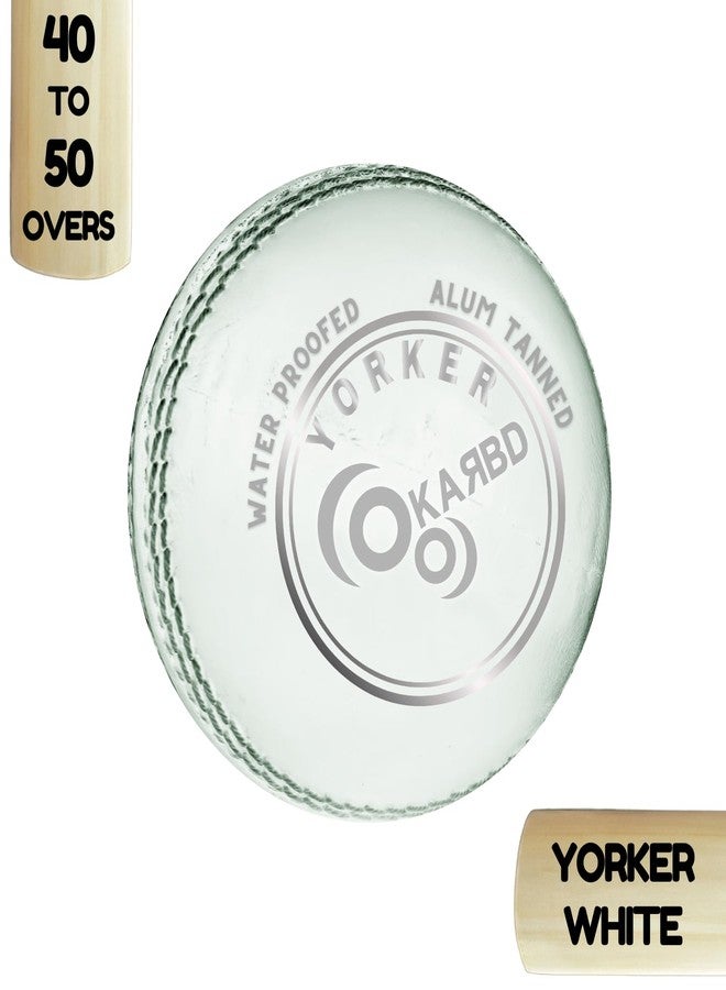 KARBD Cricket Ball Leather 4 Piece Professional Hand Stitching Seam Waterproof Coating Hard Season Ball for Practice and Tournament Club Matches (40 to 50 Overs, Yorker White) - Image 2