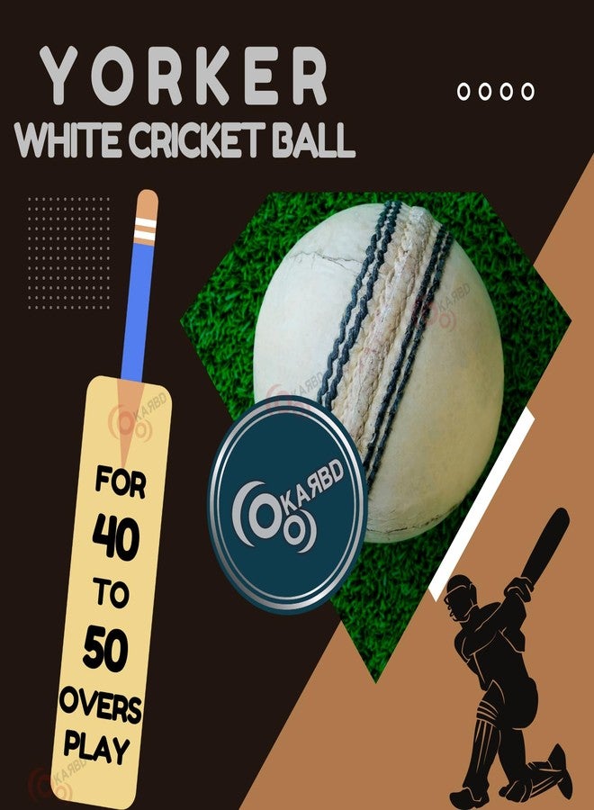 KARBD Cricket Ball Leather 4 Piece Professional Hand Stitching Seam Waterproof Coating Hard Season Ball for Practice and Tournament Club Matches (40 to 50 Overs, Yorker White) - Image 4
