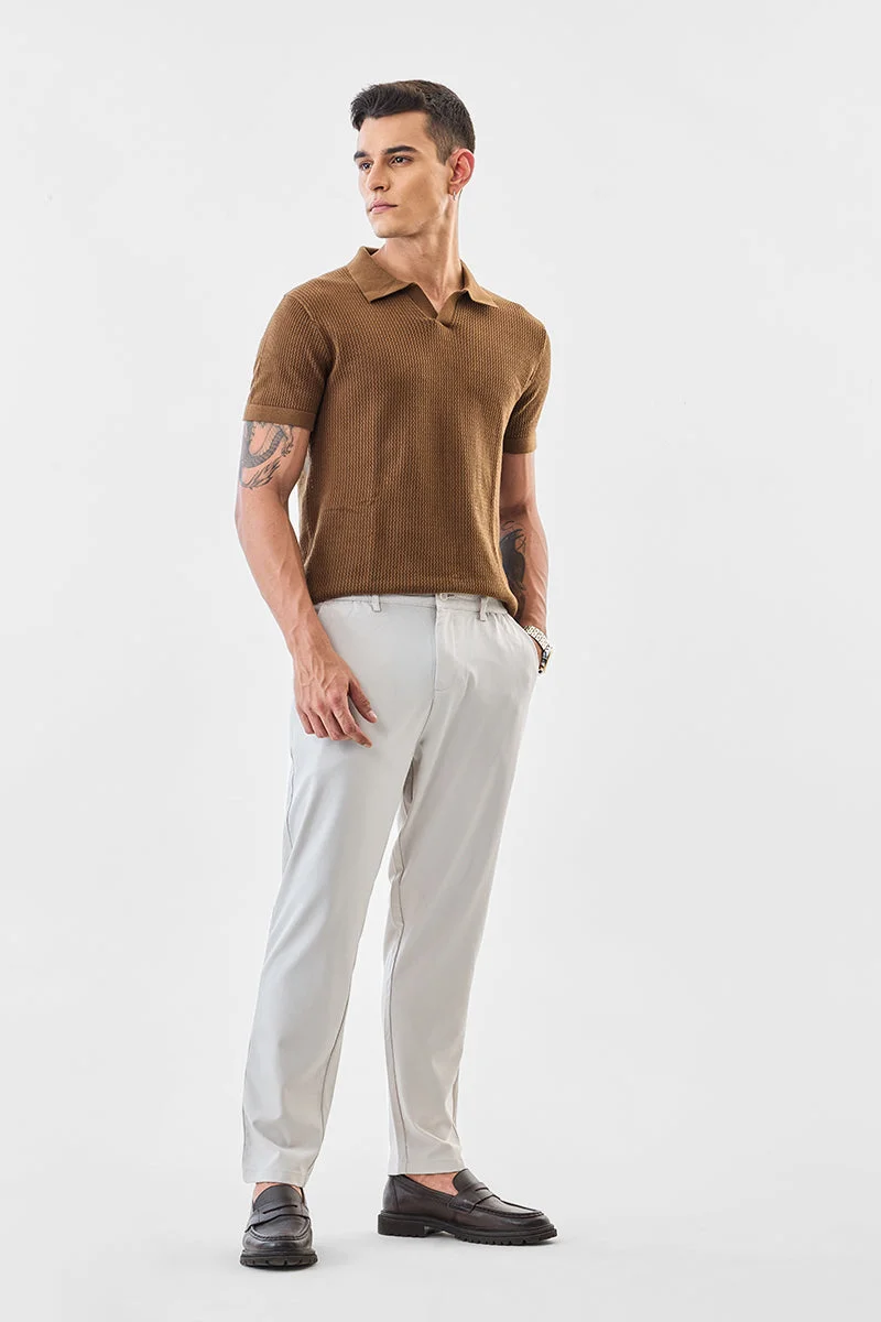 سنيتش White Solid Tapered Formal Trousers
