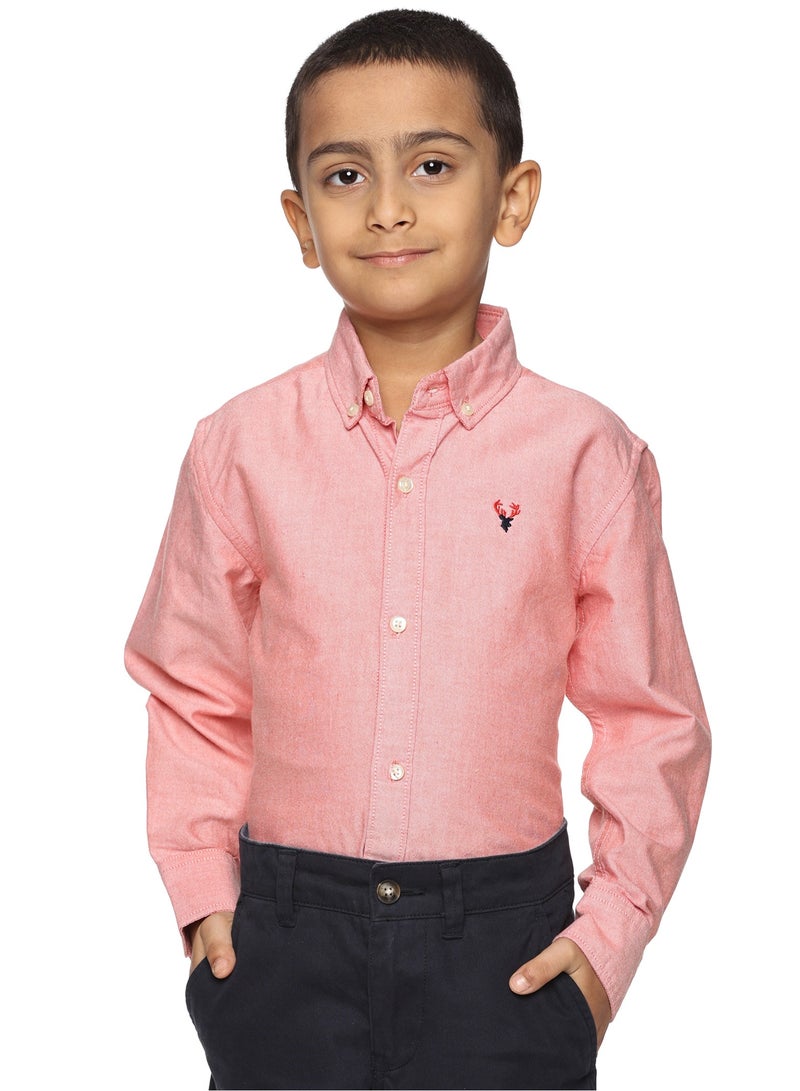 U.S. ELK Boys' Long Sleeve Oxford Dress Shirt | Kids Classic Formal Button Down Shirt | Collared Neck Cotton Shirt  - Image 1