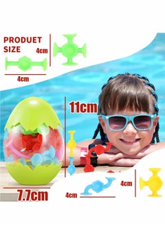 Excefore Suction Toys Bath Toy Set, 16 Pcs Silicone Sucker Toys with Dinosaur Eggshell Storage, Building Toy for Toddlers, Travel Learning Toys for Baby 3 Year Olds and Above Boys Girls (Random Color)  - Image 2