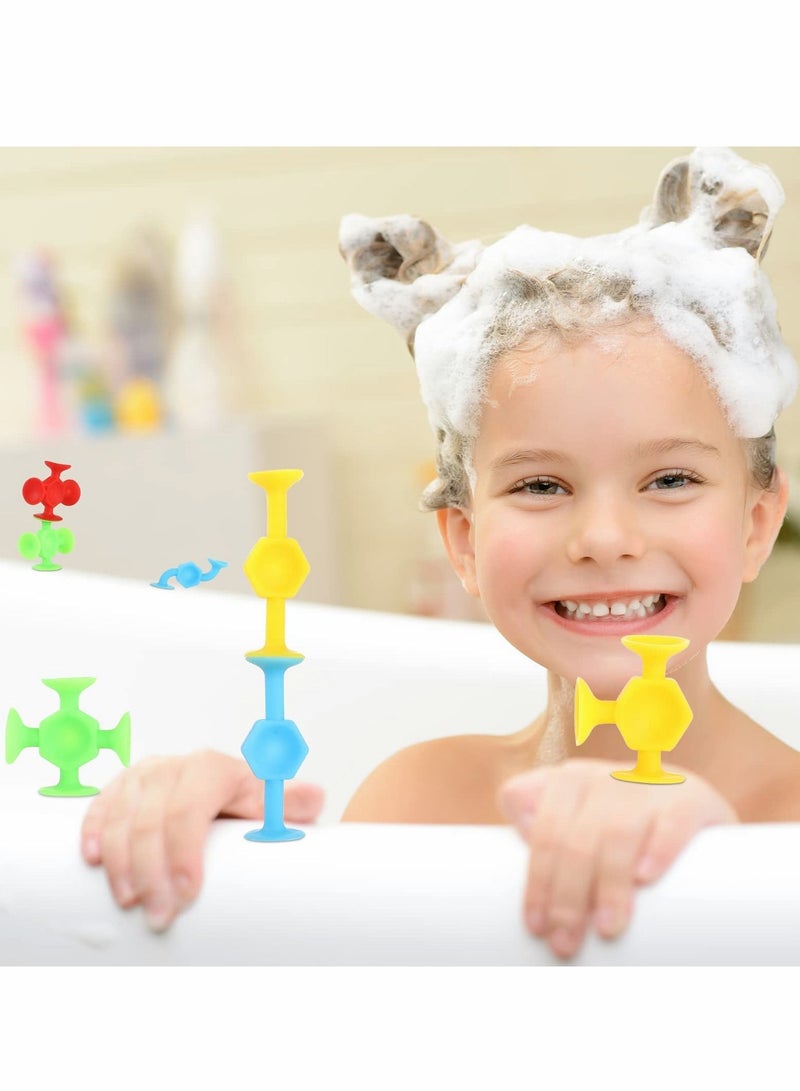 Excefore Suction Toys Bath Toy Set, 16 Pcs Silicone Sucker Toys with Dinosaur Eggshell Storage, Building Toy for Toddlers, Travel Learning Toys for Baby 3 Year Olds and Above Boys Girls (Random Color) - Image 4