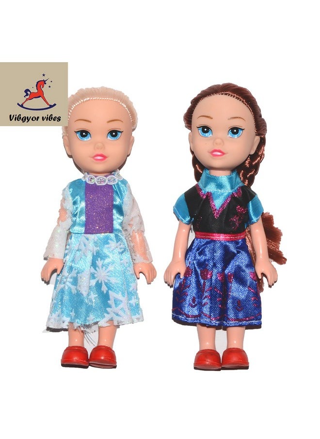 Vibgyor Vibes - Vibgyor Vibes™ Small Baby Twin Girl Sisters Long Hair Doll for Kids, Toddlers, Boys, Girls. Random Clothing Colours Will be Sent. Pack of 1 (6 Inches) - Image 1