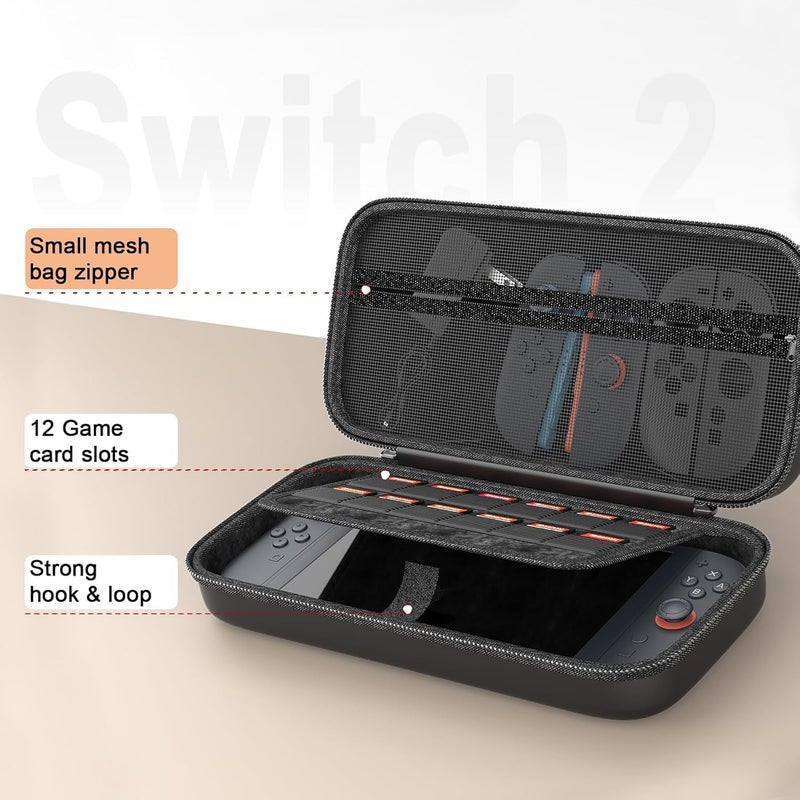 Highdas Protection Bundle for Nintendo Switch 2, Switch 2 Accessories with Console Carrying Case, 2x Tempered Glass Screen Protectors, 2x Joy-Con Controller Cases, 6x Anti-Slip Thumb Grip Caps, All-in - Image 4