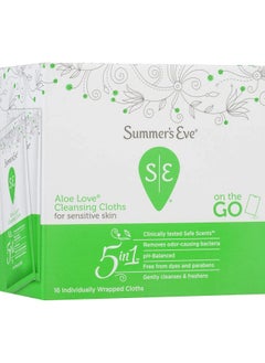 Summer s Eve Cleansing Cloths  Aloe Love 16 Count pH Balanced & Gynecologist Tested