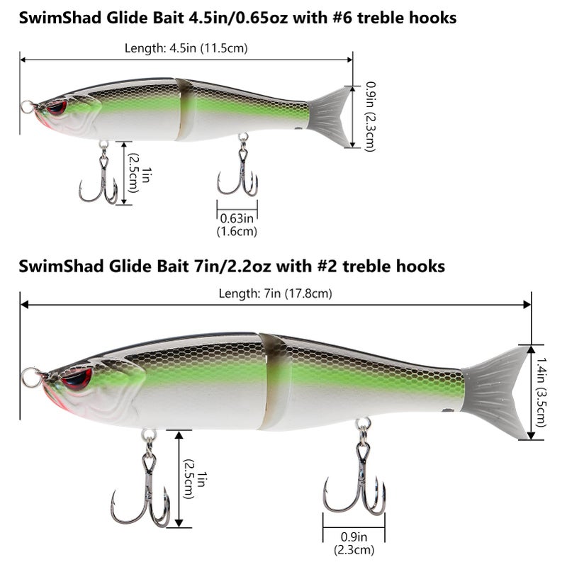 Bassdash SwimShad Glide Baits Jointed Swimbait Bass Pike Salmon Trout Muskie Fishing Lure - Image 2