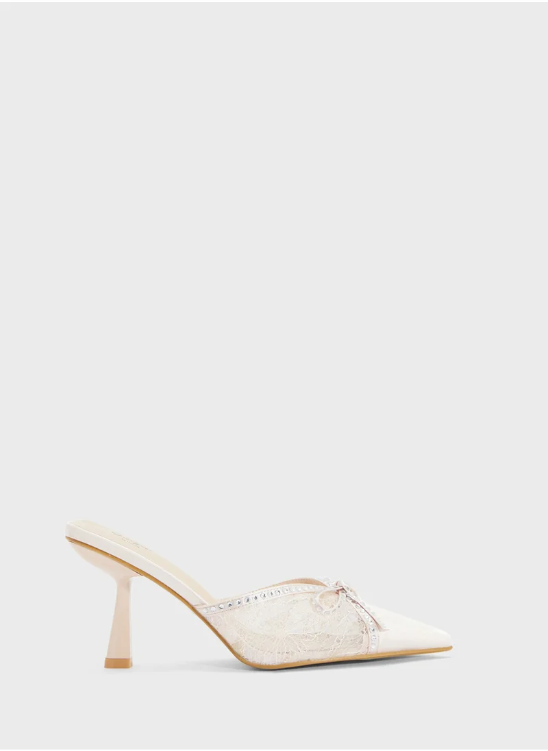 جينجر Mesh Slip On Heeled Mule
