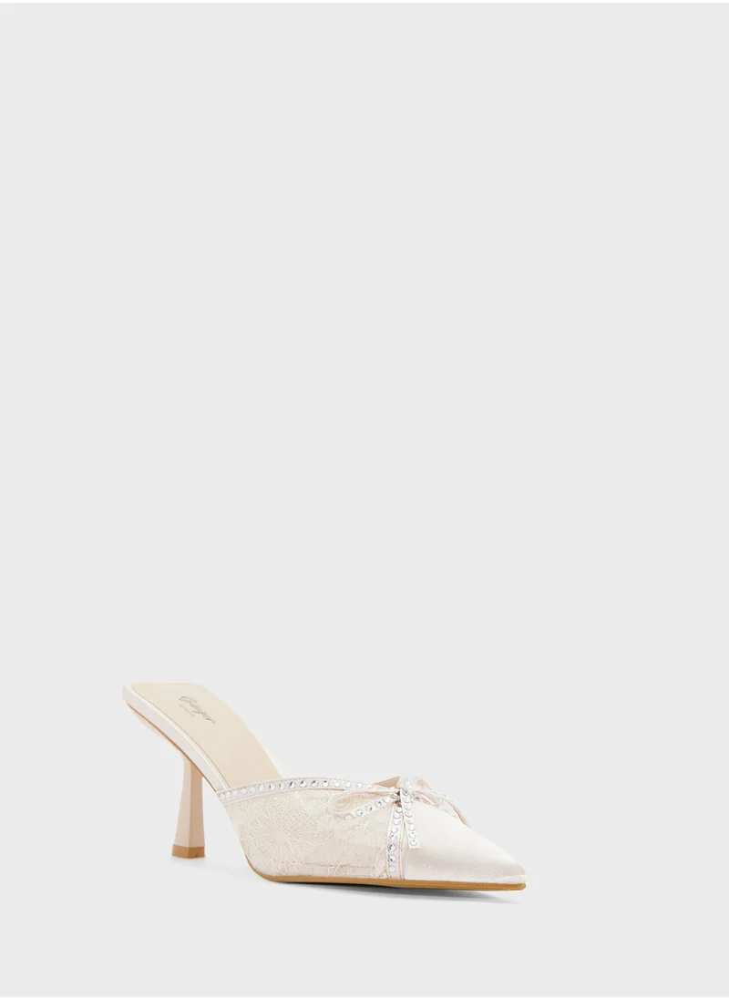 جينجر Mesh Slip On Heeled Mule