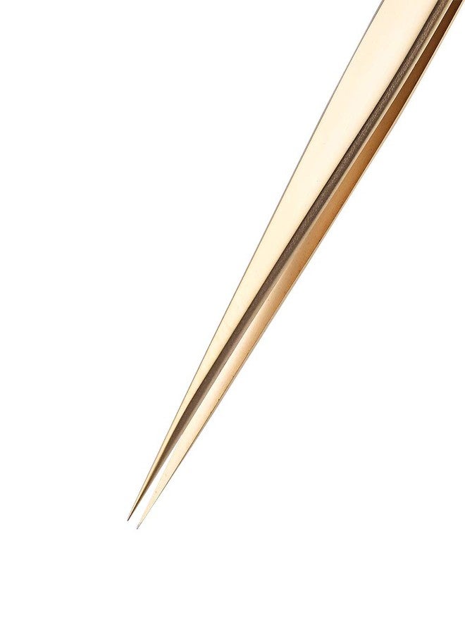 Ms.Queen Eyelash Extension Tweezers Set-Precision Tweezers for 2D-6D Volume&Individual False Lashes Extensions with PU Storage Case-Golden (Straight Tweezers/M003-5) - Image 2