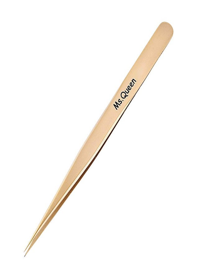 Ms.Queen Eyelash Extension Tweezers Set-Precision Tweezers for 2D-6D Volume&Individual False Lashes Extensions with PU Storage Case-Golden (Straight Tweezers/M003-5) - Image 1