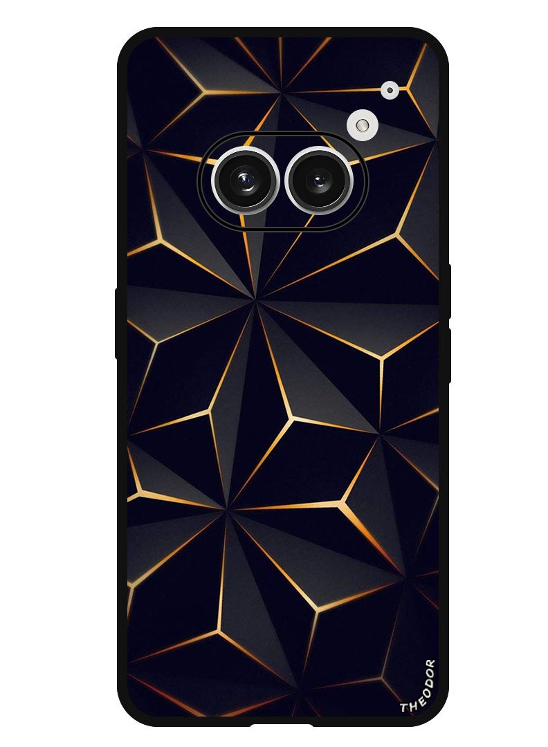 Theodor Protective Case Anti Scratch Shock Proof Bumper Cover For Nothing Phone (2a) Black Gold Patter - Image 1